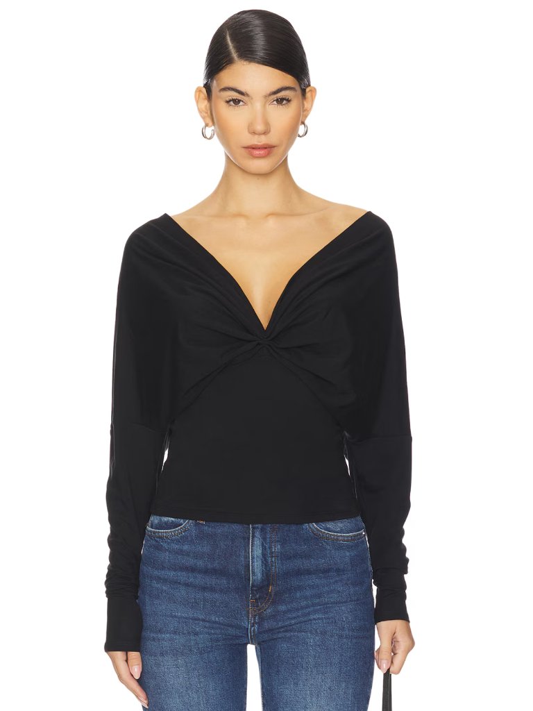 New The Line By K Selvie Top In Black Long Sove Sleeve Tee Shirt